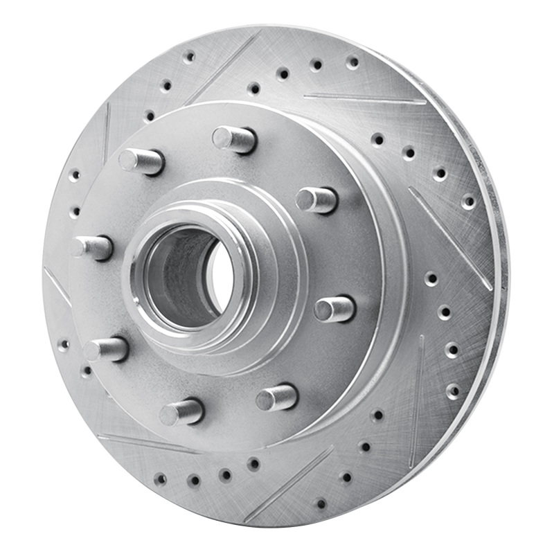 Chevrolet Suburban 2500 Brake Rotor (1) - Front Left - R1 Concepts - Drilled & Slotted - Silver - `92-`02